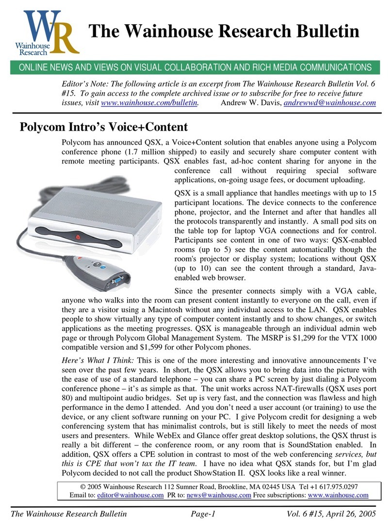 Polycom QSX Dimensions Polycom QSX Dimensions