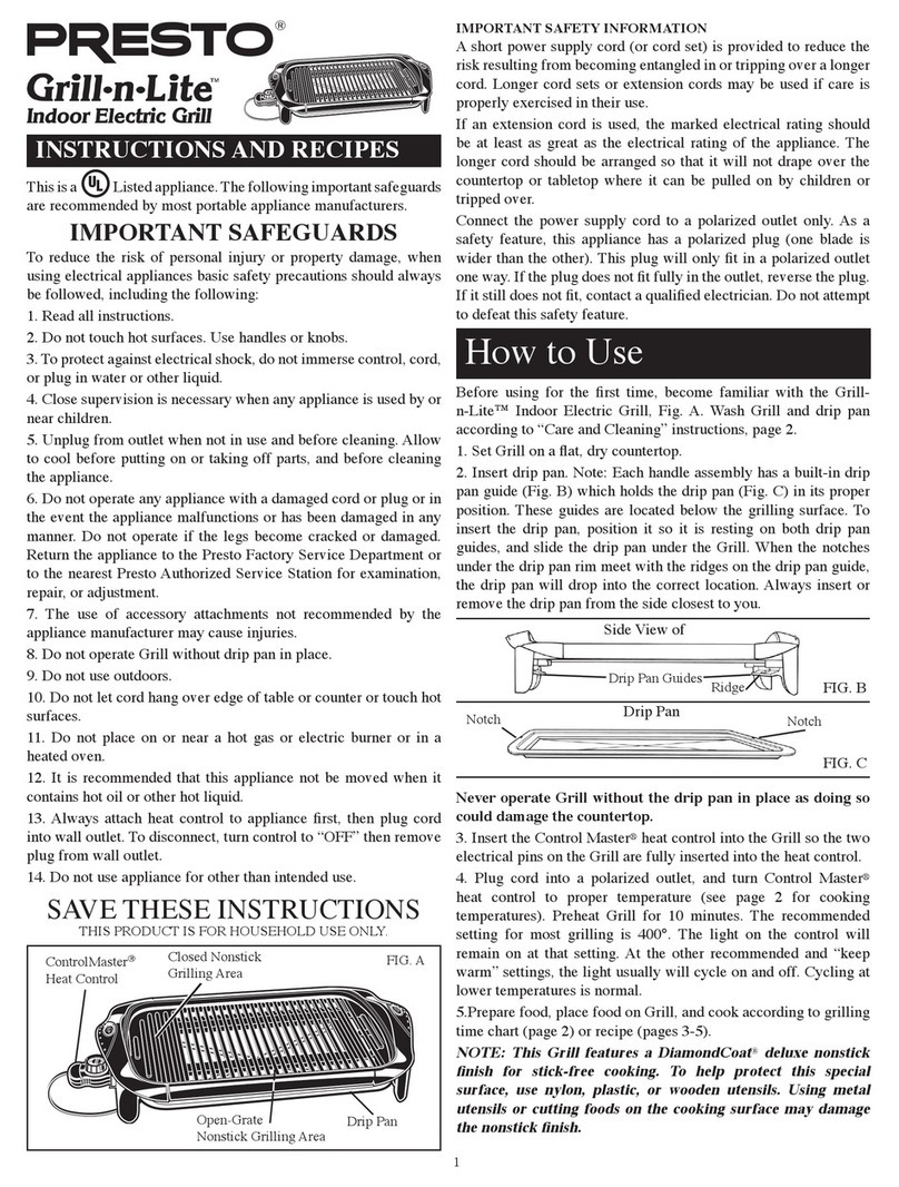 Presto Grill-N-Lite 9010 Instructions and recipes