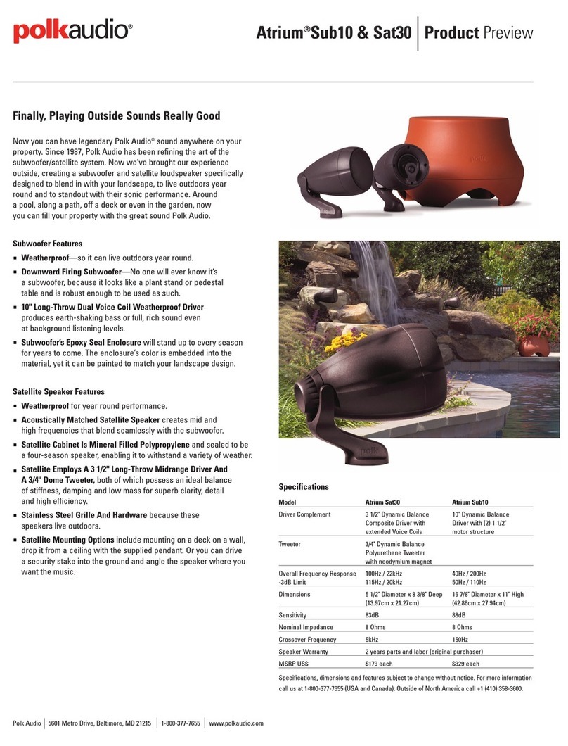 Polk Audio Atrium Sat30 User manual Polk Audio Atrium Sat30 User manual