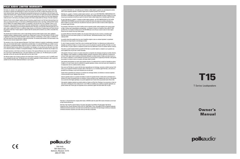 Polk Audio T15 owner's manual