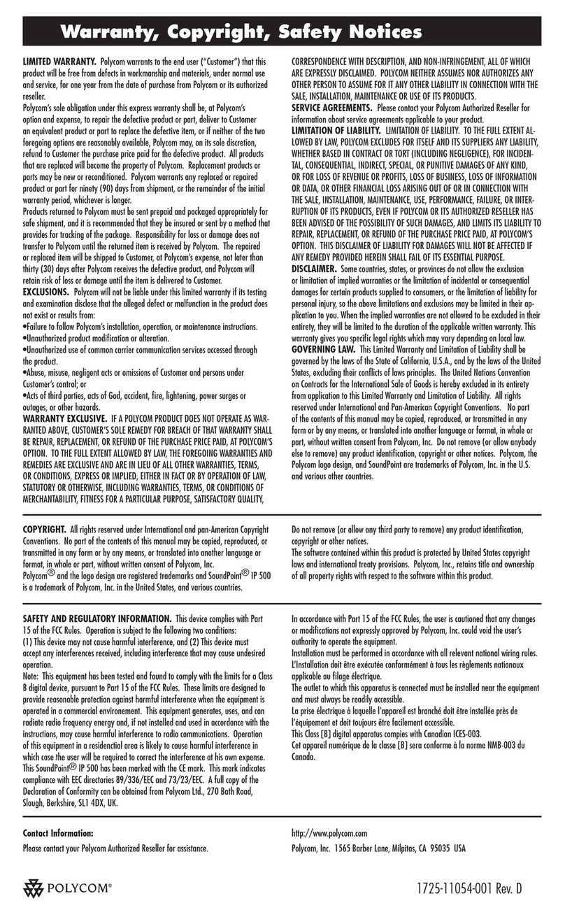 Polycom SoundPoint IP 500 User manual