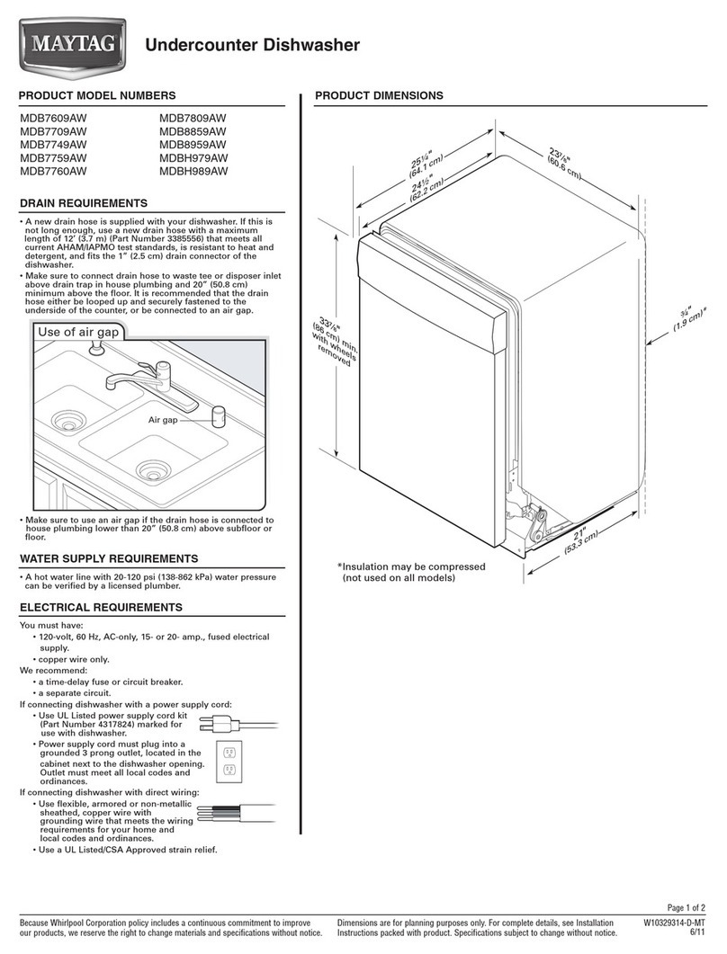 Maytag Jetclean Plus MDB7609AW User instructions