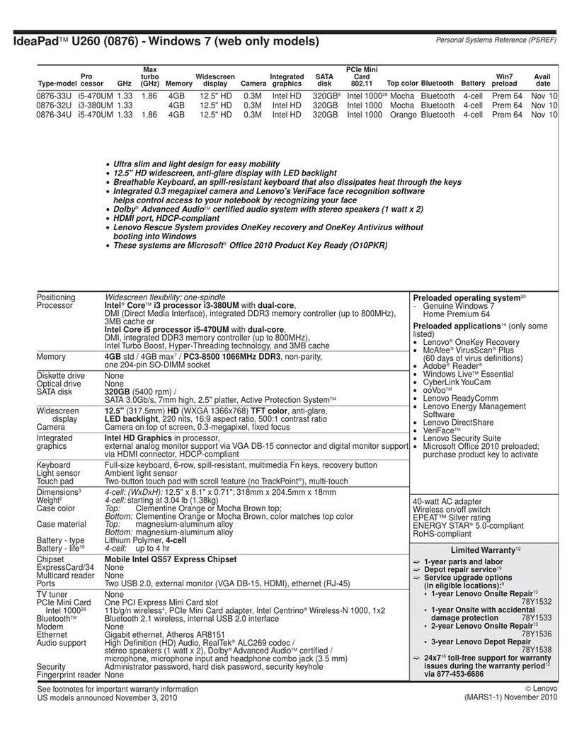 Lenovo IdeaPad U260 User manual