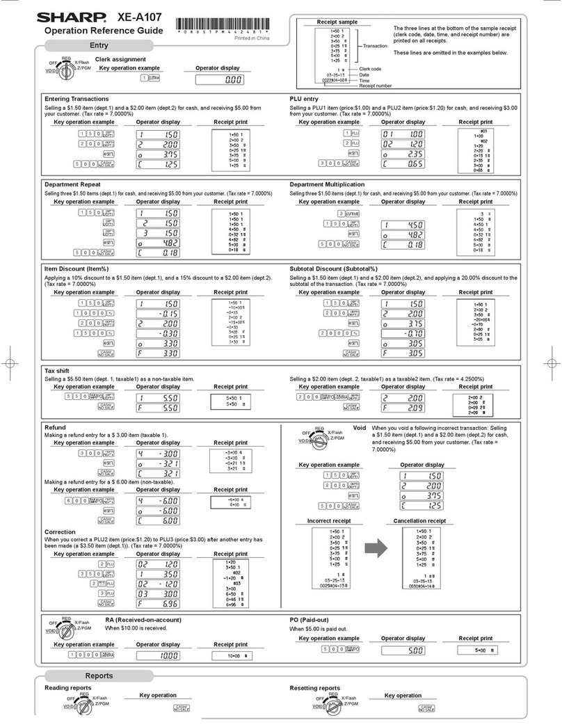 Sharp XE-A107 Operation/reference guide