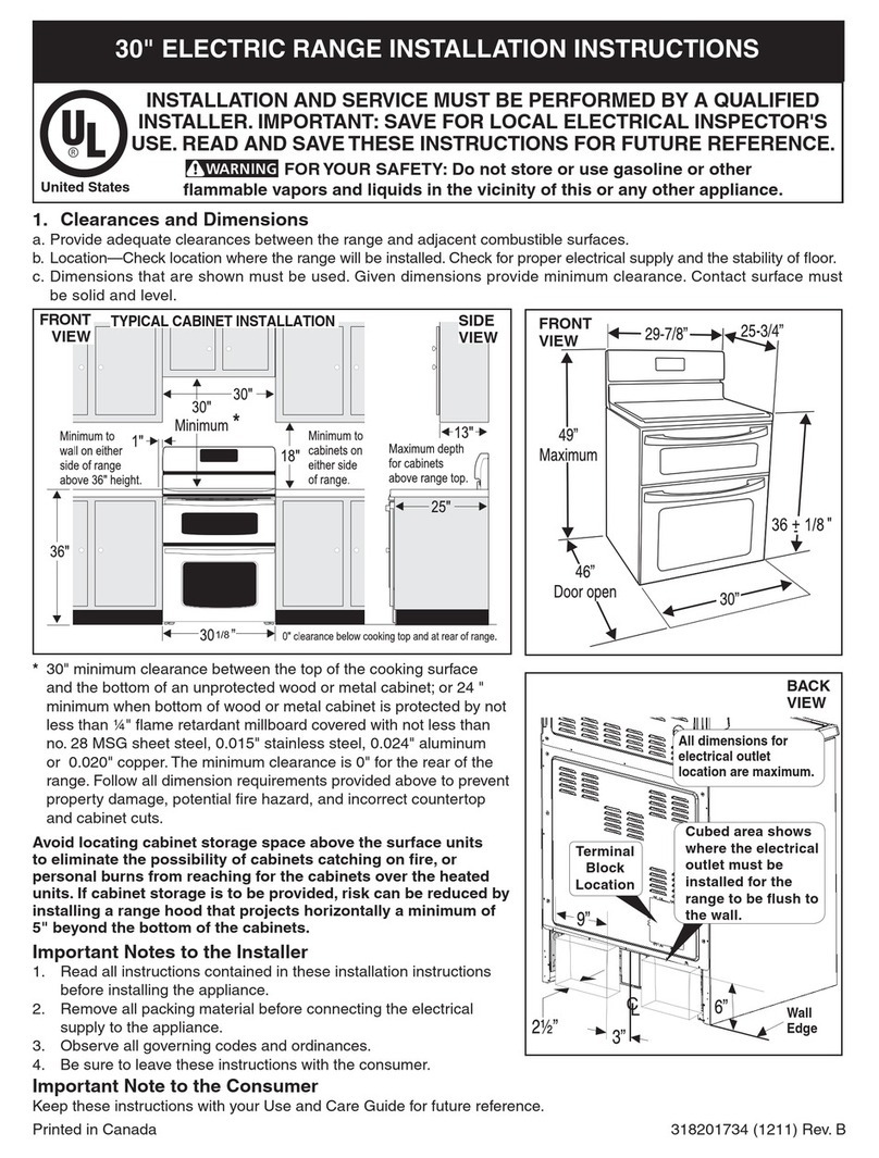 Electrolux FGEF304D - 30 in. Electric Range installation instructions Electrolux FGEF304D - 30 in. Electric Range installation instructions