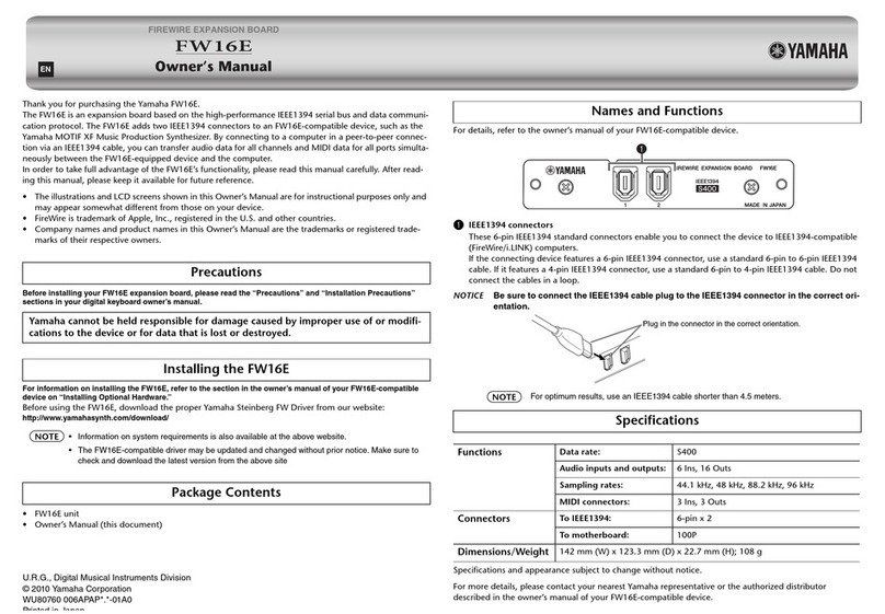 Yamaha FW16E owner's manual