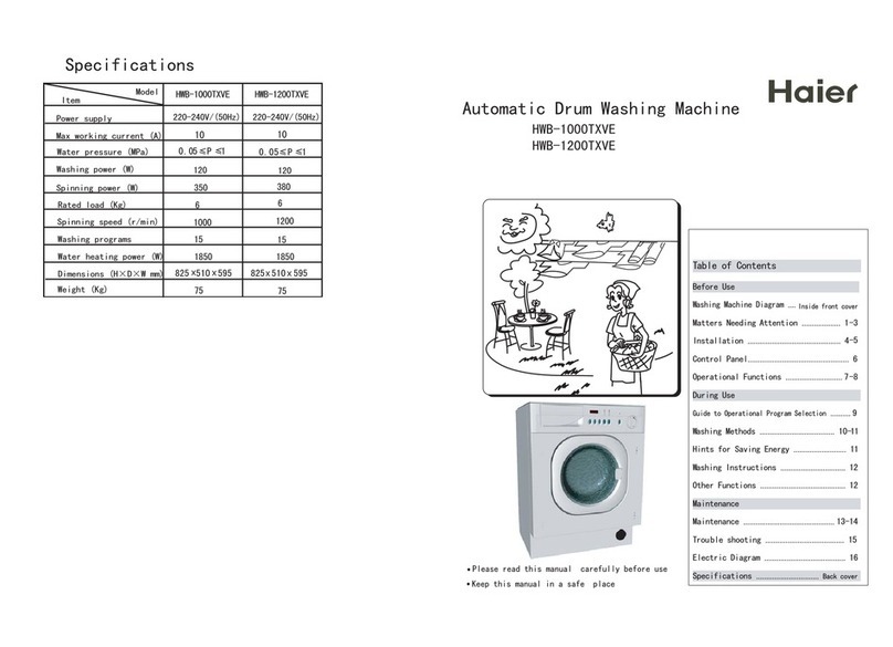 Haier HWB-1200TXVE user manual