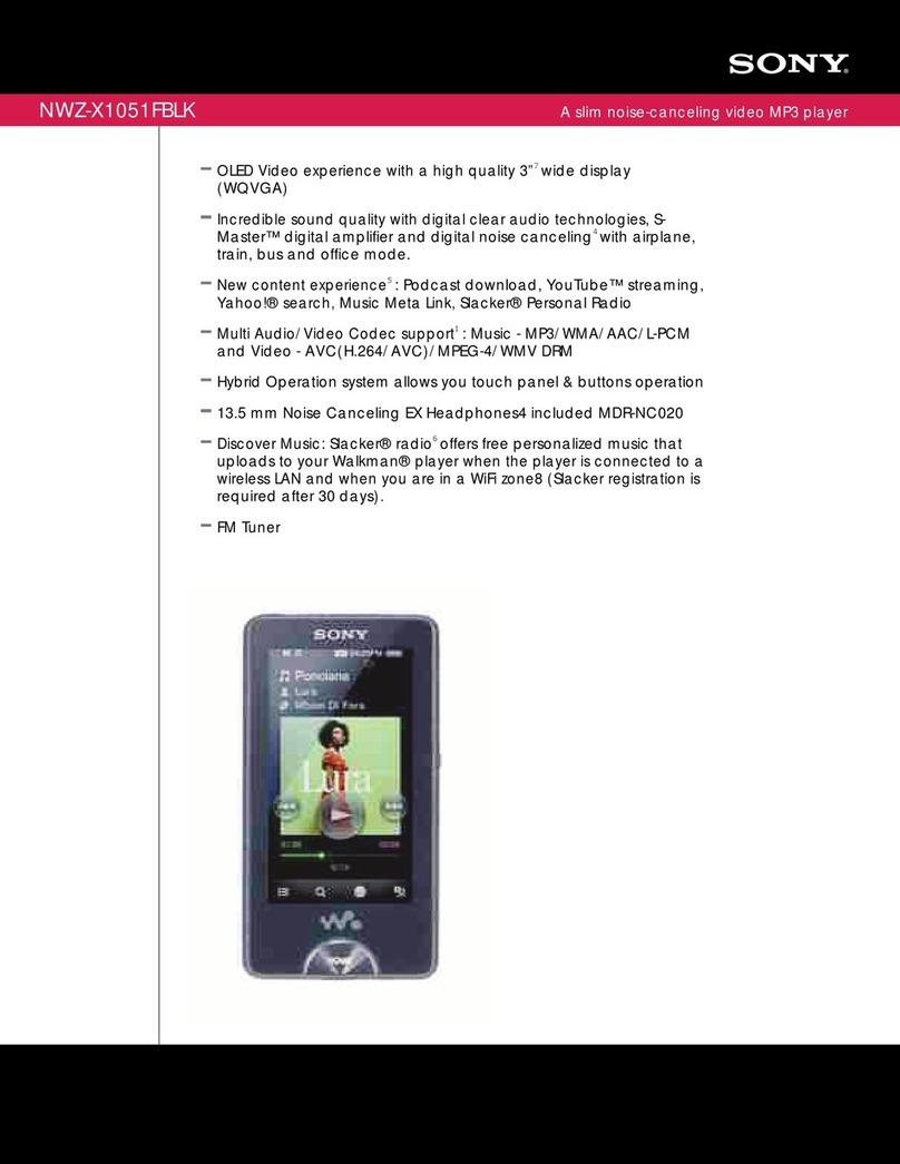 Sony NWZ-X1051F - 32gb Walkman Video Mp3 Player User manual