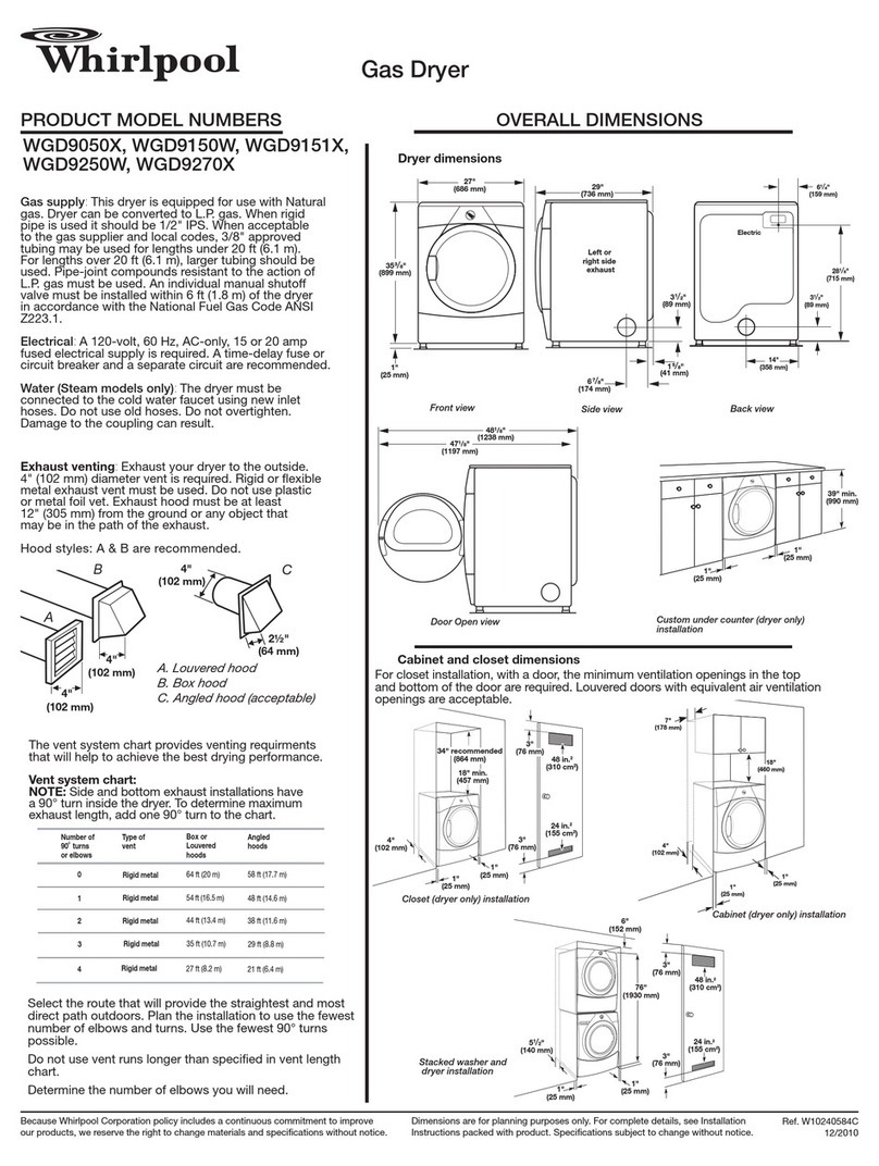 Whirlpool WGD9050X Product dimensions