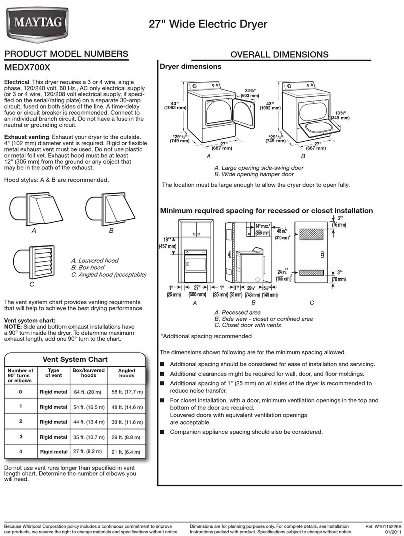 Maytag MEDX700X Product dimensions