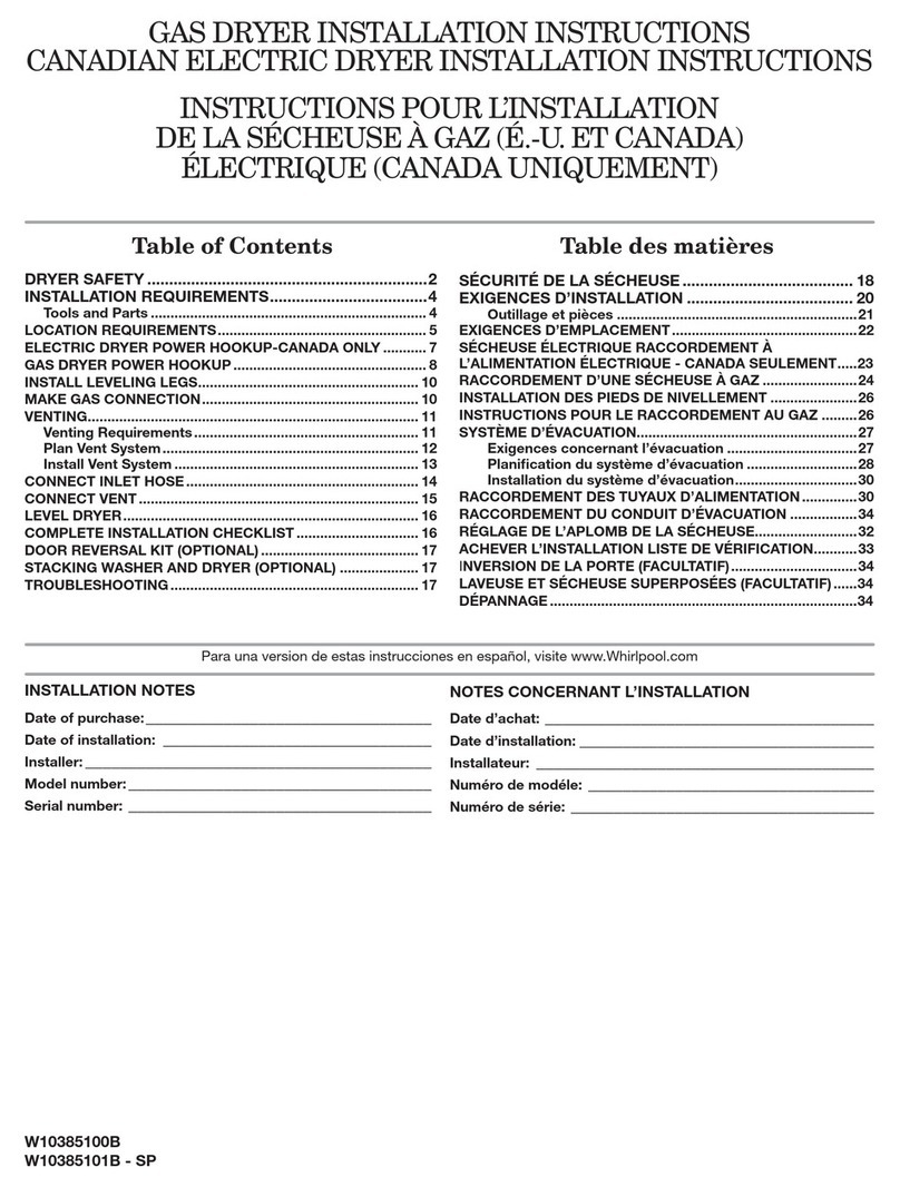 Whirlpool WGD9151YW installation guide Whirlpool WGD9151YW installation guide