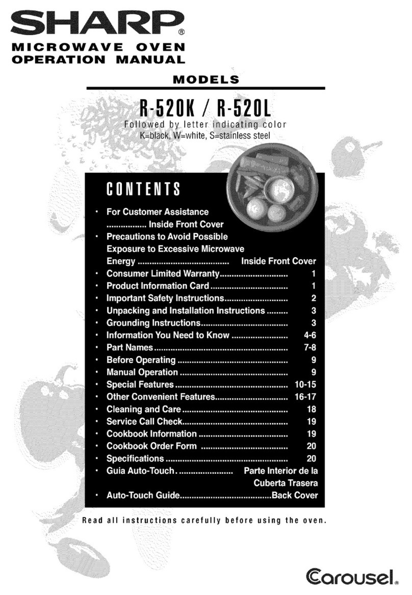 Sharp R520LW - 2.0 cu. Ft. Full-Size Microwave... User manual Sharp R520LW - 2.0 cu. Ft. Full-Size Microwave... User manual