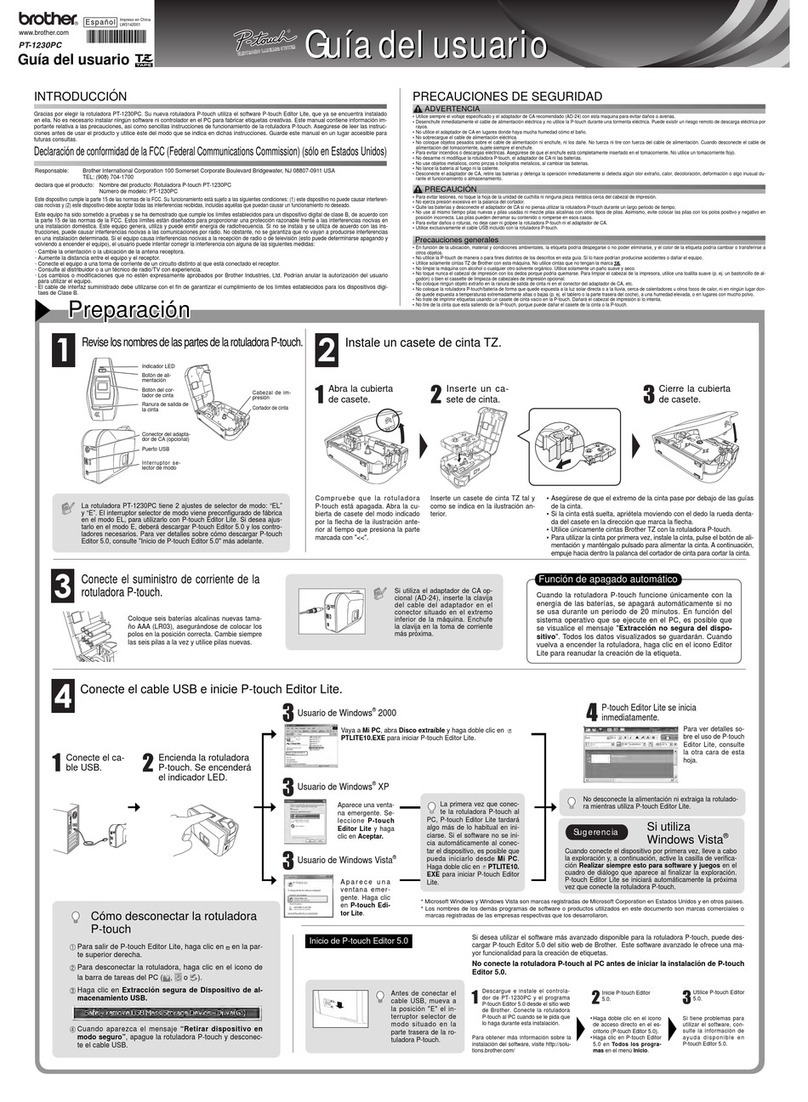 Brother PT-1230PC - P-Touch 1230PC B/W Thermal Transfer... Guía del usuario
