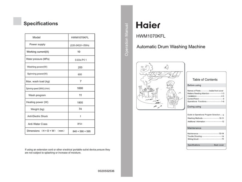 Haier HWM1070KFL User manual Haier HWM1070KFL User manual