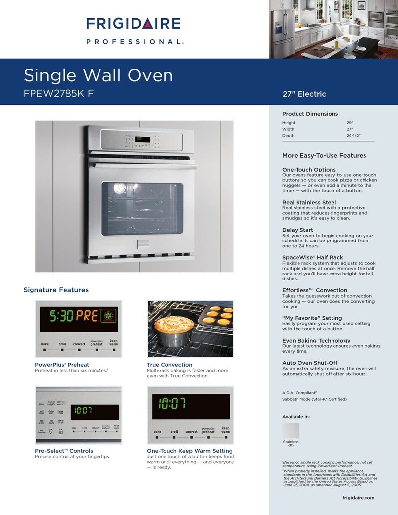 Frigidaire FPEW2785KF - 27" Single Electric Wall Oven Product specifications