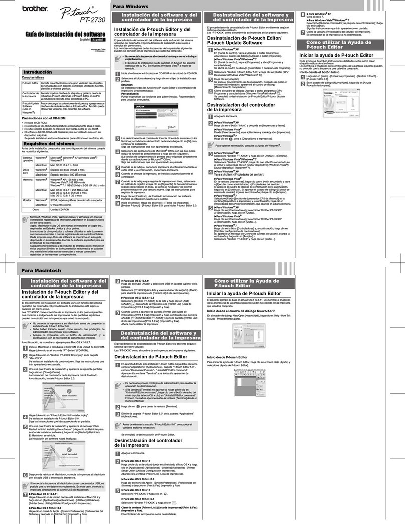 Brother P-Touch PT-2730 Parts list manual