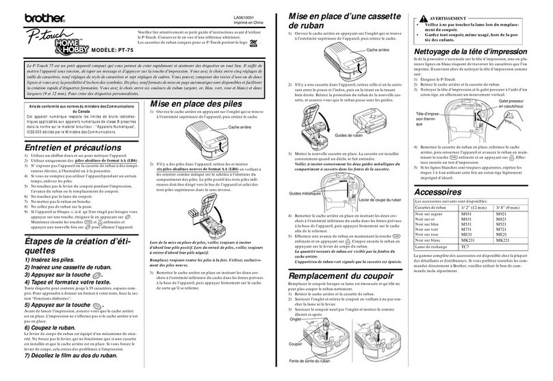 Brother P-Touch PT-75 User manual