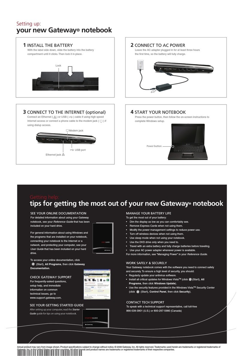 Gateway MC73 Specification sheet