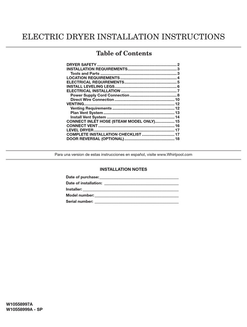 Whirlpool WED88HEAC installation guide