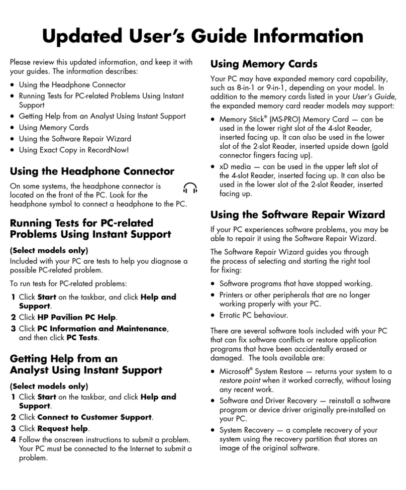 HP A524x - Pavilion - 512 MB RAM User manual