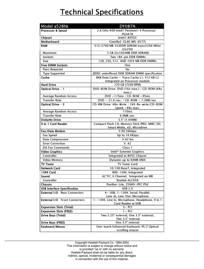 HP A524x - Pavilion - 512 MB RAM Instruction manual