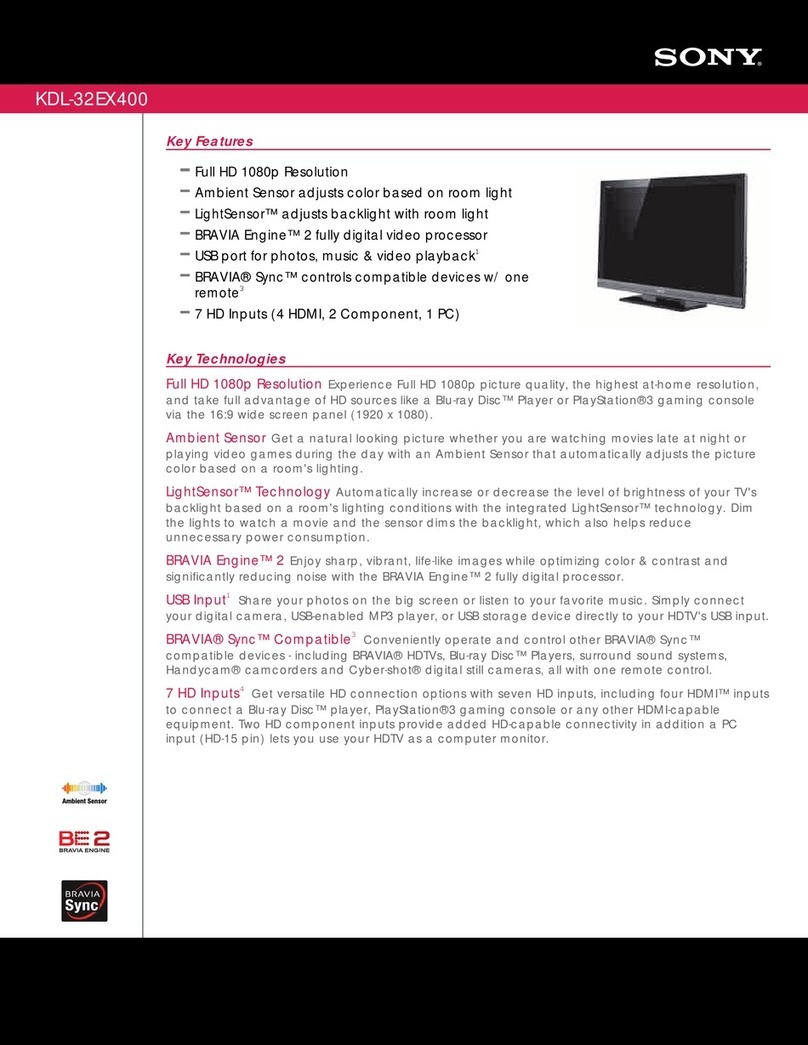 Sony KDL-32EX400 - Bravia Ex Series Lcd... User manual