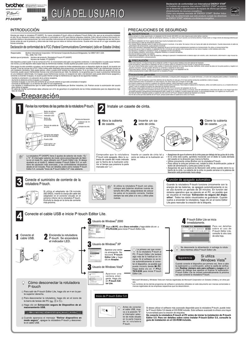 Brother PT-2430PC - P-Touch 2430PC B/W Thermal Transfer... Quick start guide