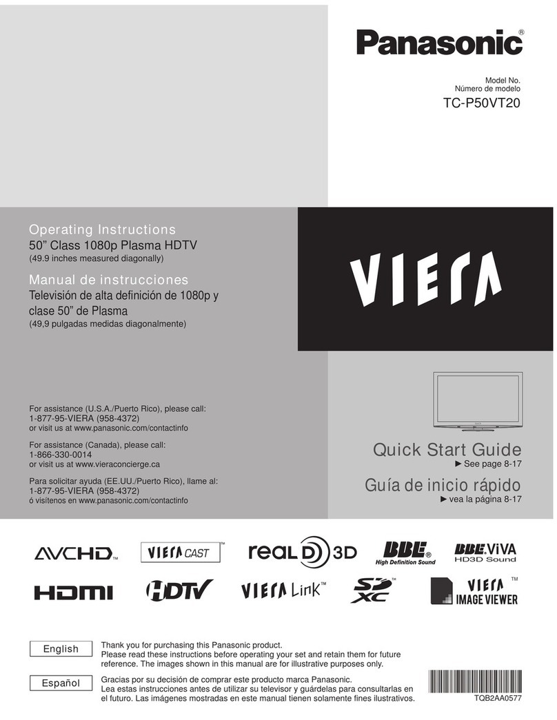 Panasonic TCP50VT20 - 50" 3D PLASMA TV Setup guide