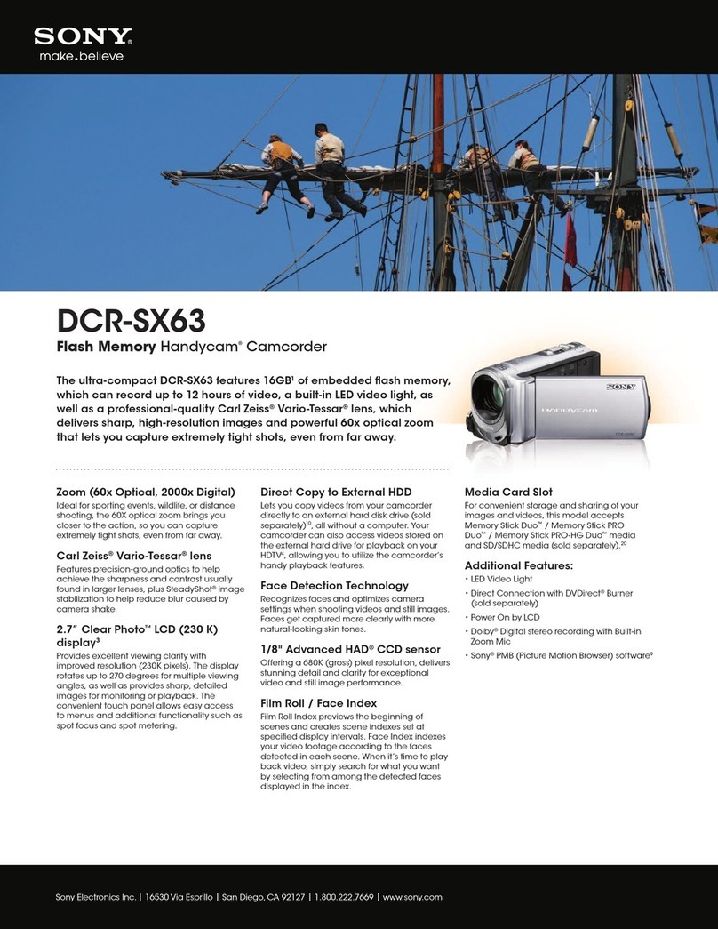 Sony DCR-SX63 - Flash Memory Handycam Camcorder User manual