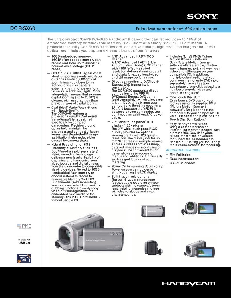 Sony DCR-SX60 - Palm-sized Camcorder W/ 60x Optical... User manual