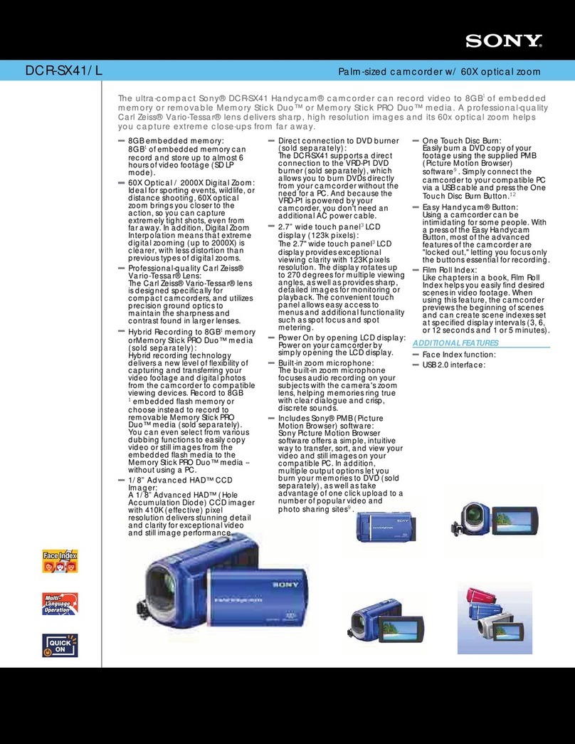 Sony DCR-SX41/L - Palm-sized Camcorder W/ 60x Optical... User manual