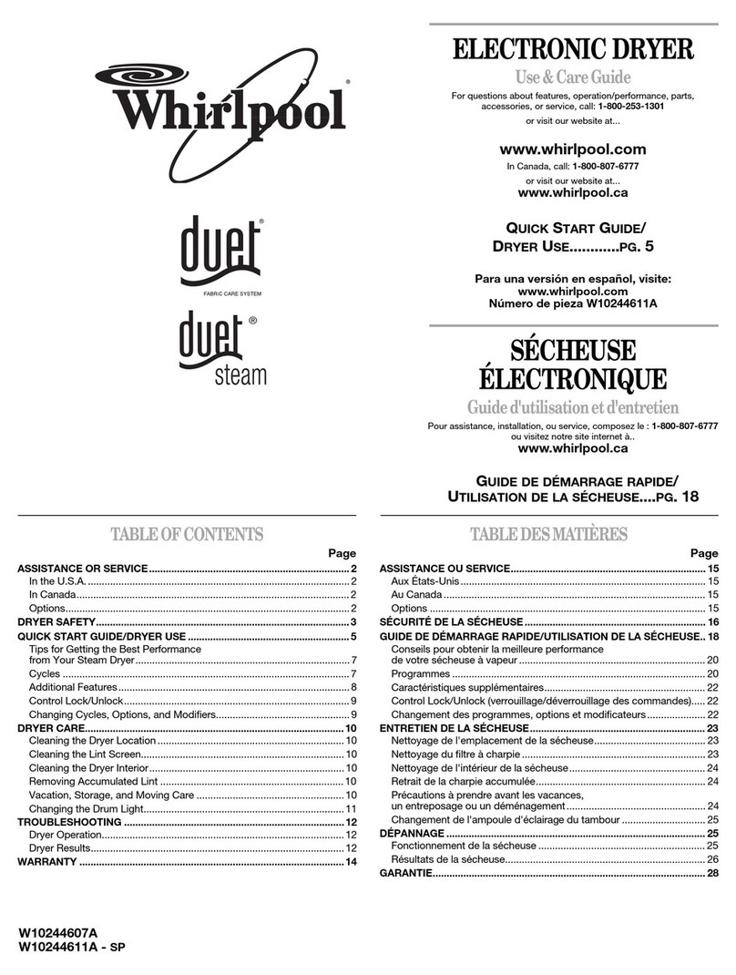 Whirlpool WGD9450WL Use and care guide Whirlpool WGD9450WL Use and care guide