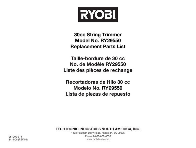 Ryobi RY29550 Replacement parts list