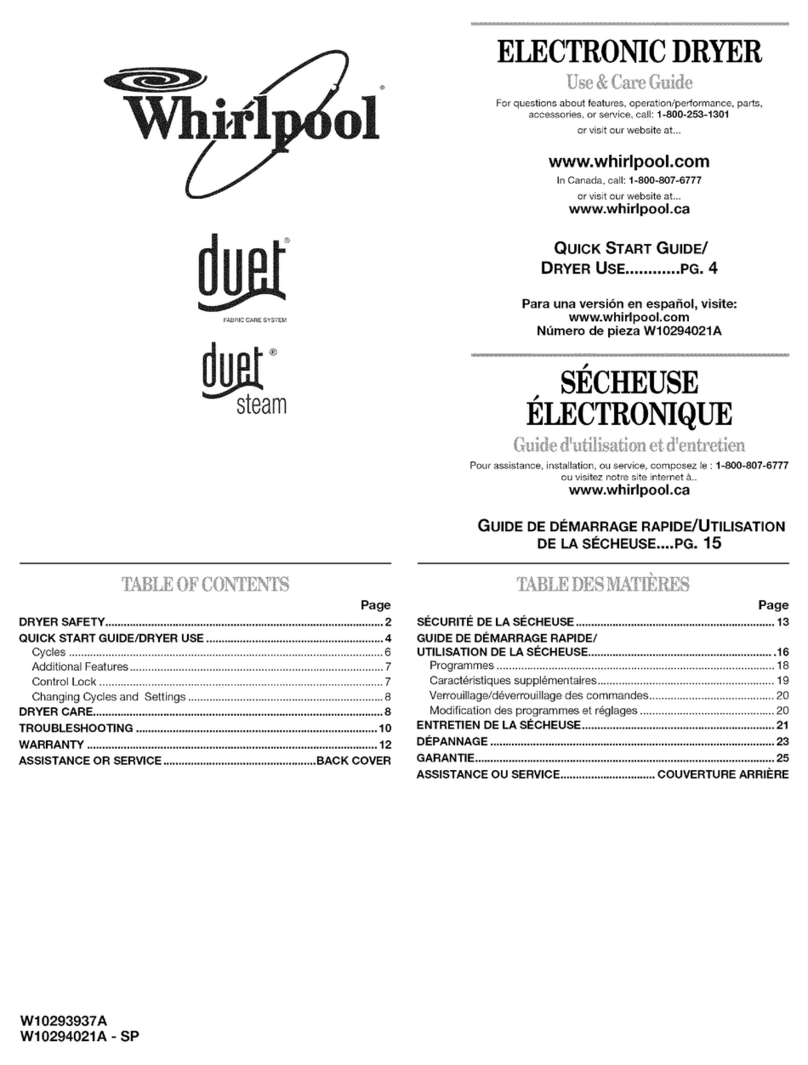 Whirlpool Duet WGD9270XR User manual