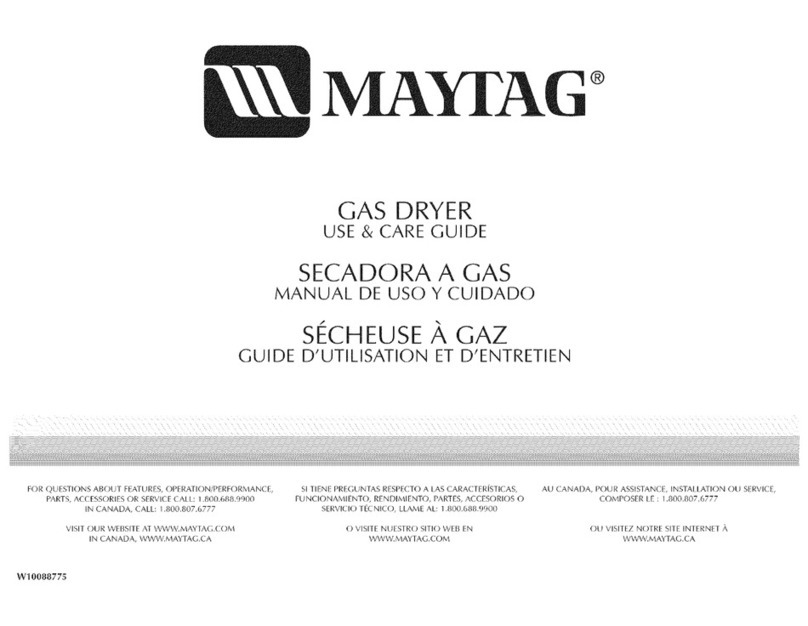 Maytag MGD5707TQ - 29" Gas Dryer User manual
