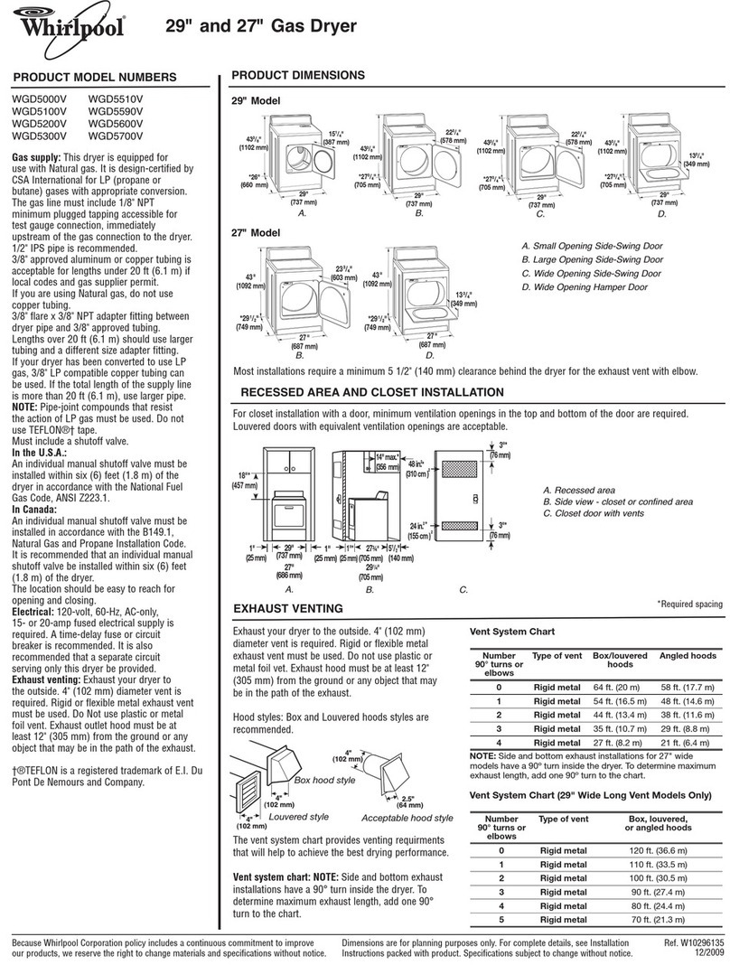 Whirlpool WGD5700V - 7.0 Cu Ft Manual
