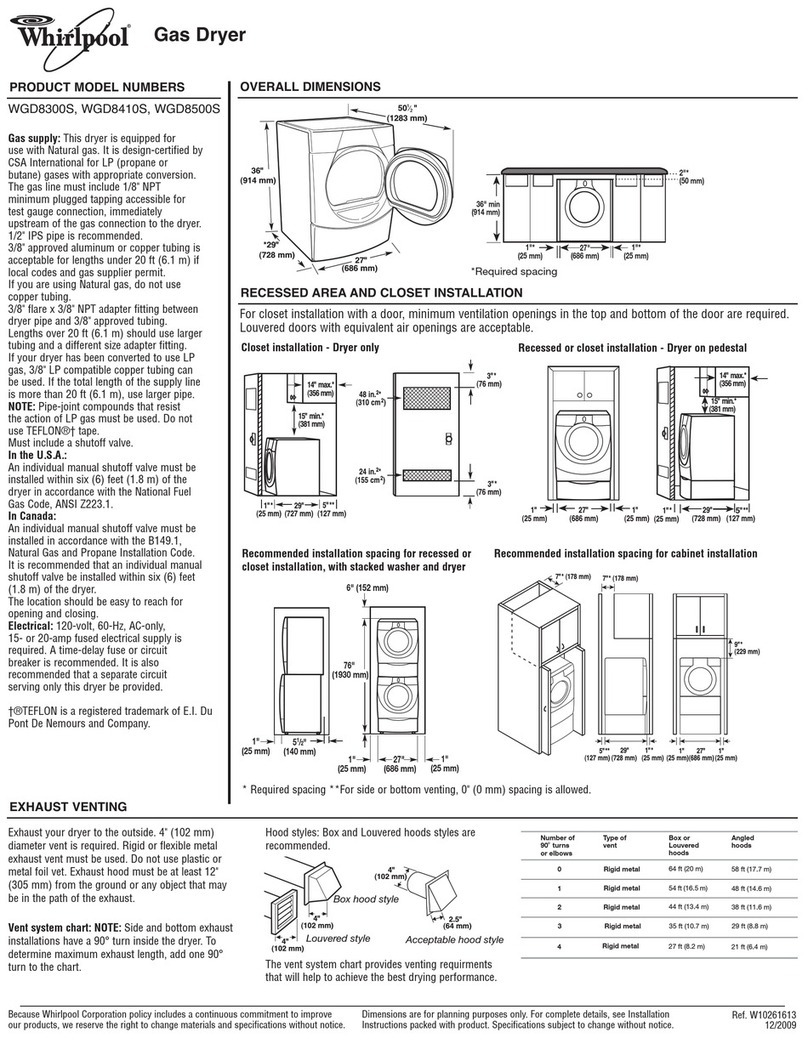 Whirlpool WGD8300SE Dimensions