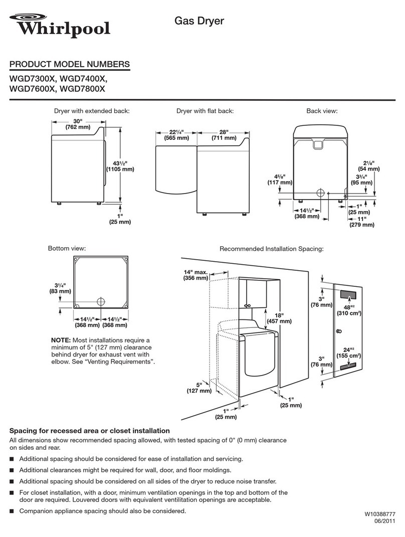 Whirlpool WGD7300X Installation requirements