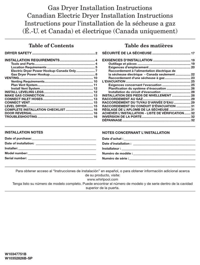 Whirlpool WGD7300XW installation instructions