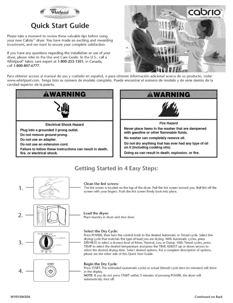 Whirlpool WGD6600VU quick start guide