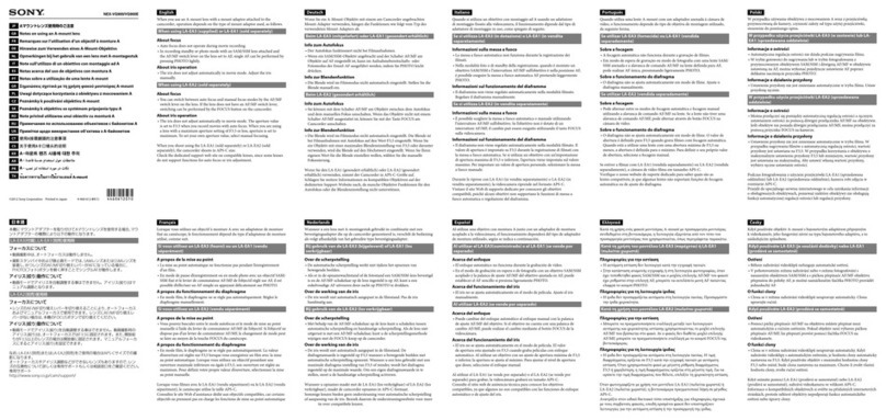 Sony Handycam NEX-VG900 Installation instructions manual