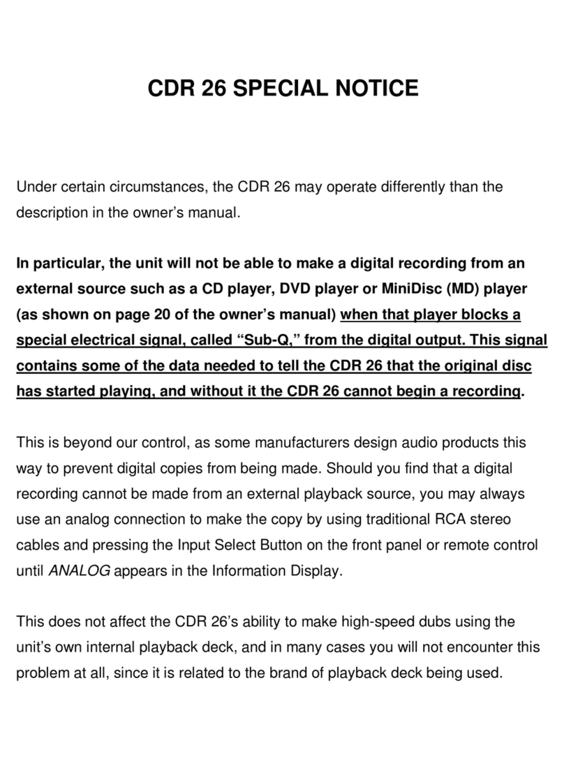 Harman Kardon CDR 26 Operation and maintenance manual