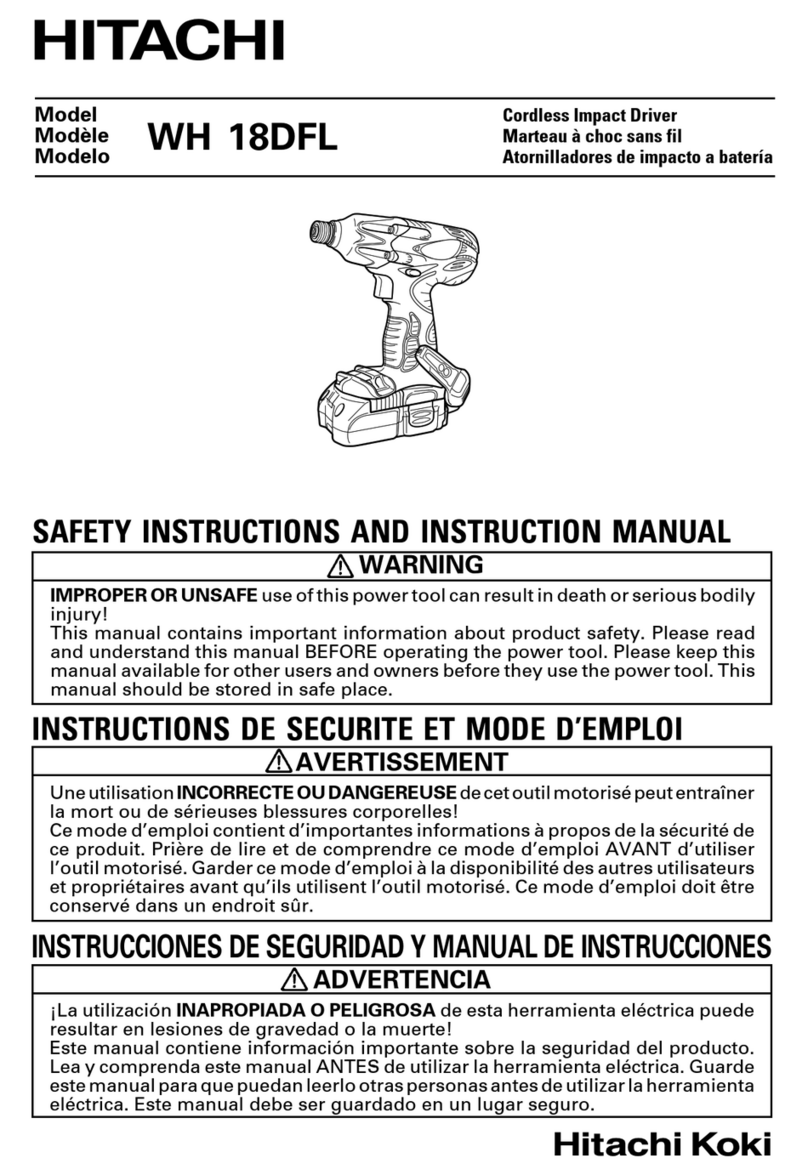Hitachi WH18DFL - 18V 1/4" HXP Li-Ion Hex Impact... Operator's manual