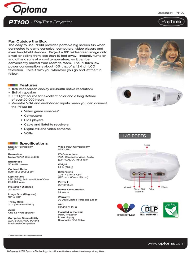 Optoma PT100 datasheet