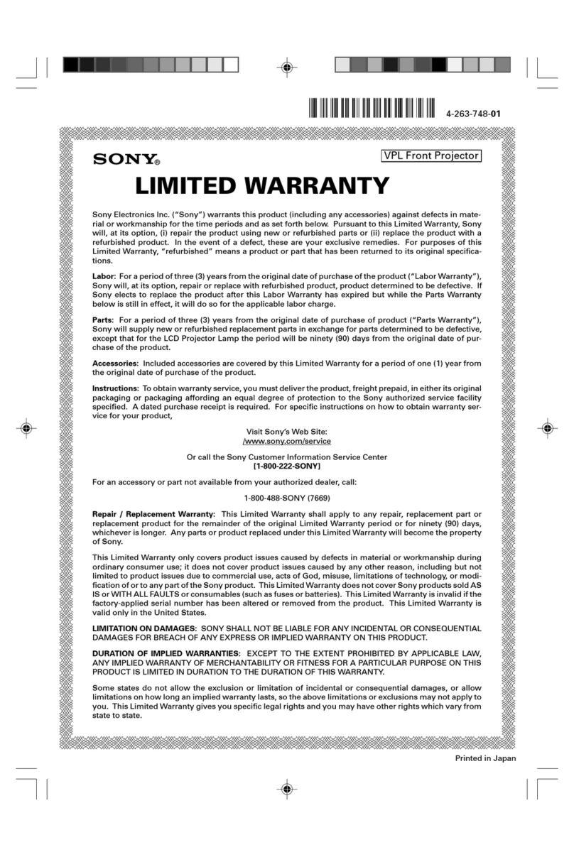 Sony VPL-HW50ES Use and maintenance manual