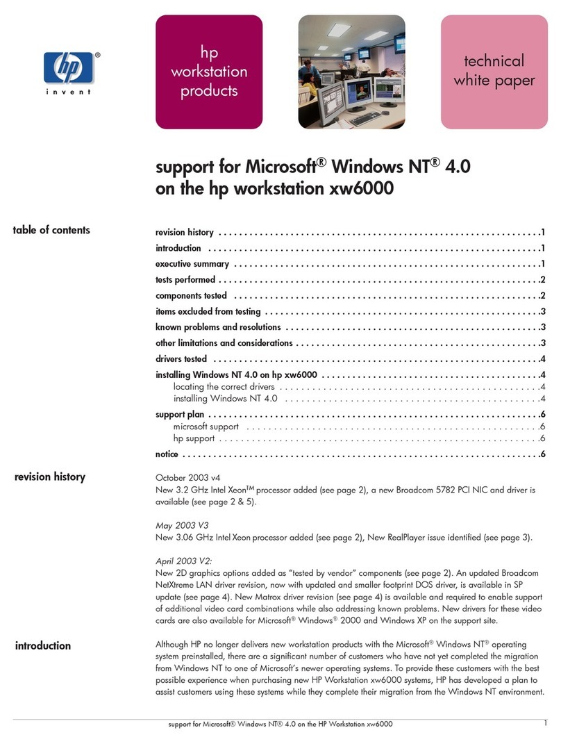 HP Workstation xw6000 Quick reference guide