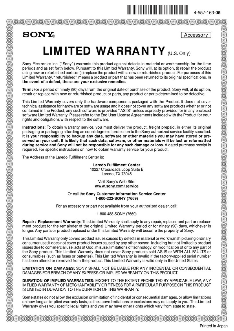 Sony RM-V210 - Universal Remote Limited warranty