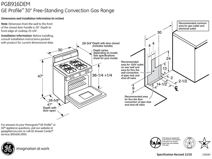 GE PGB916DEMBB - Profile 30" - Convection Gas R Manual