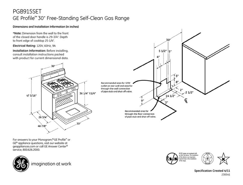 GE Profile PGB915SETSS Dimensions and installation information GE Profile PGB915SETSS Dimensions and installation information
