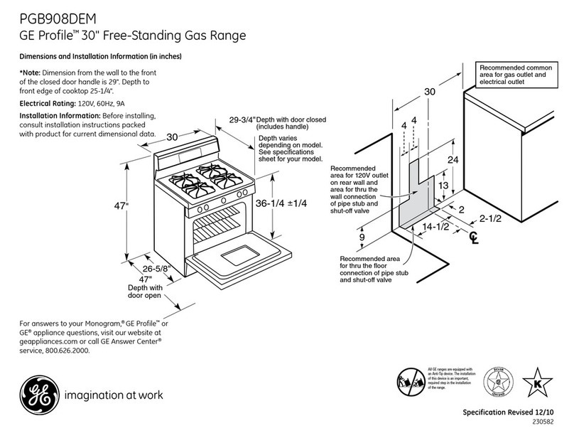 GE PGB908DEMBB - Profile Series 30" Gas Ran Dimensions and installation information GE PGB908DEMBB - Profile Series 30" Gas Ran Dimensions and installation information